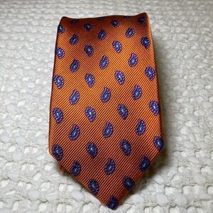 Robert Talbott orange with purple and blue paisley print Tie